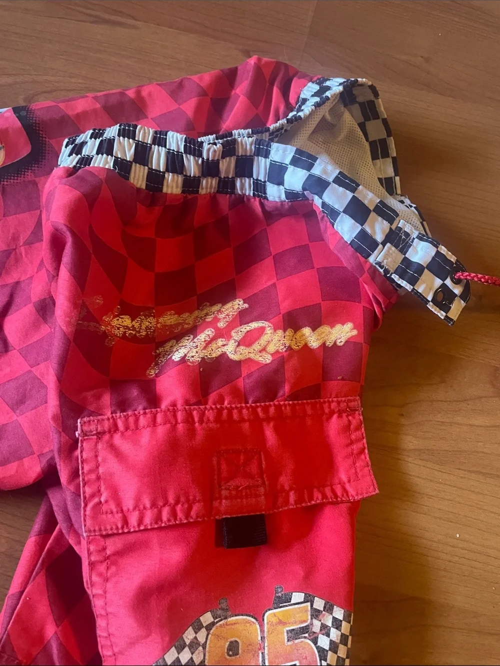 Disney Red and Black Lightning McQueen Kids Swim Trunks